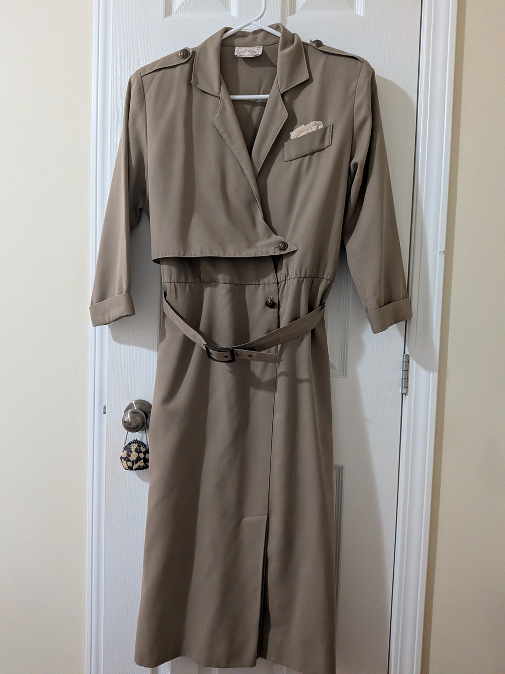 Classic Trench-Style Midi Dress in Beige